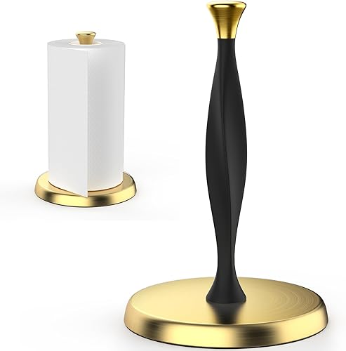 Paroto Toallero de papel para encimera, soporte para toallas de papel de lágrima para rollos estándar y gigantes, soporte para toallas de papel de