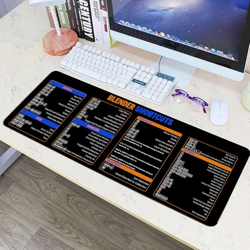 Image of Blender Shortcuts Mouse Pad - XXL Extended Computer Accessory & Desk Mat for 3D Artists & Designers - Non-Slip, Large Keyboard & Mousemat for Blender 3D Modeling, Animation & PC Workstation KMH