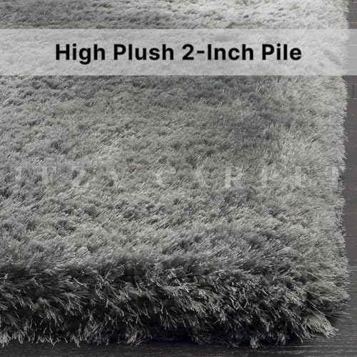 Image of Super Soft Modern Gray Runner Carpets for Living Room 2x6 Feet, Fluffy Shaggy Rug, 2-Inch Thick Mats for Floor, Rugs for Bedroom, Indoor Home Carpet, Anti-Skid Rectangular Fur Carpet for Hall