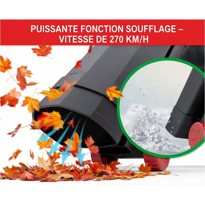LV3245 Souffleur de Feuilles à l’air électrique 3200W 3en1 Aspirateur Souffleur Broyeur 45L