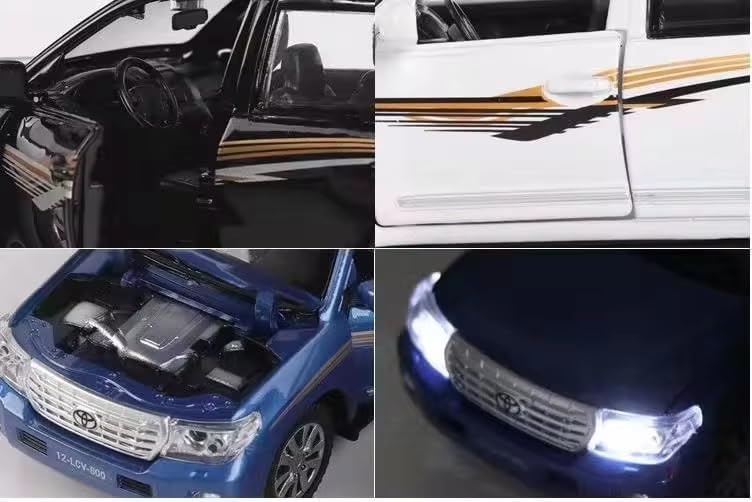 Image of 1:32 Scale Land Cruiser 4 Door Toy Car | Metal Pullback Diecast Car for Kids with Openable Doors, Sound, Light Effects Toy for Car Enthusiasts (Color As Per Available), Black