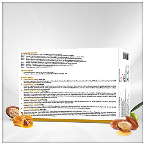 Image of Vedicline Skin Masters Moroccan Argan Oil Facial Kit, Wrinkles, Fine Lines & Dark Spots With Argan Oil, Sesame & Almond oil for Radiant Glow, Pack of 6, 312 ml
