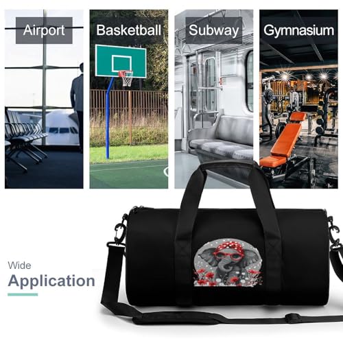 Elephant Mom Red Bow Gym Bag Lightweight Carry On Duffel Bag Athletic Sports Travel Bag Weekender Bag for Men Women3