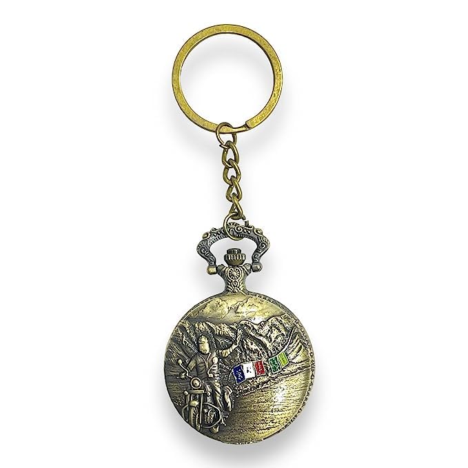 Image of Blue Aura Premium Pocket Watch Metal Keychain Retro Vintage for Gifting with Key Ring Anti-Rust (BA-KWIC-7)