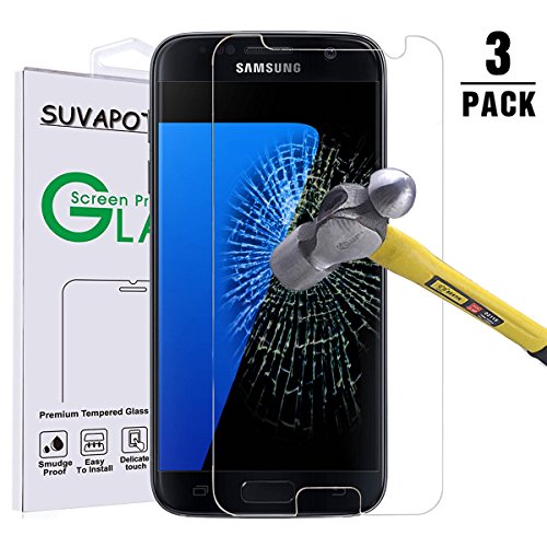 [3 Pack] Galaxy S7 Screen Protector, Case FriendlyTempered Glass Bubble Free 0.26mm 9H hardness Screen Protector for Galaxy S7 by SUVAPOTAC