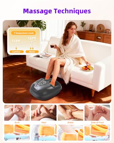 Image of Foot Massager with Heat, Shiatsu Foot Massager with Remote, Electric Feet Massage Machine for Neuropathy,Plantar Fasciitis, Circulation, FSA Eligible HSA Store Eligible Massager (Dark Black,Corded)