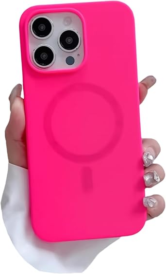 Magnetic Series Designed for iPhone 13 Case,Compatible with MagSafe,Slim Fit Liquid Silicone Luxury Bright Fluorescent,Military Grade Drop Protection Shockproof Cover,Red
