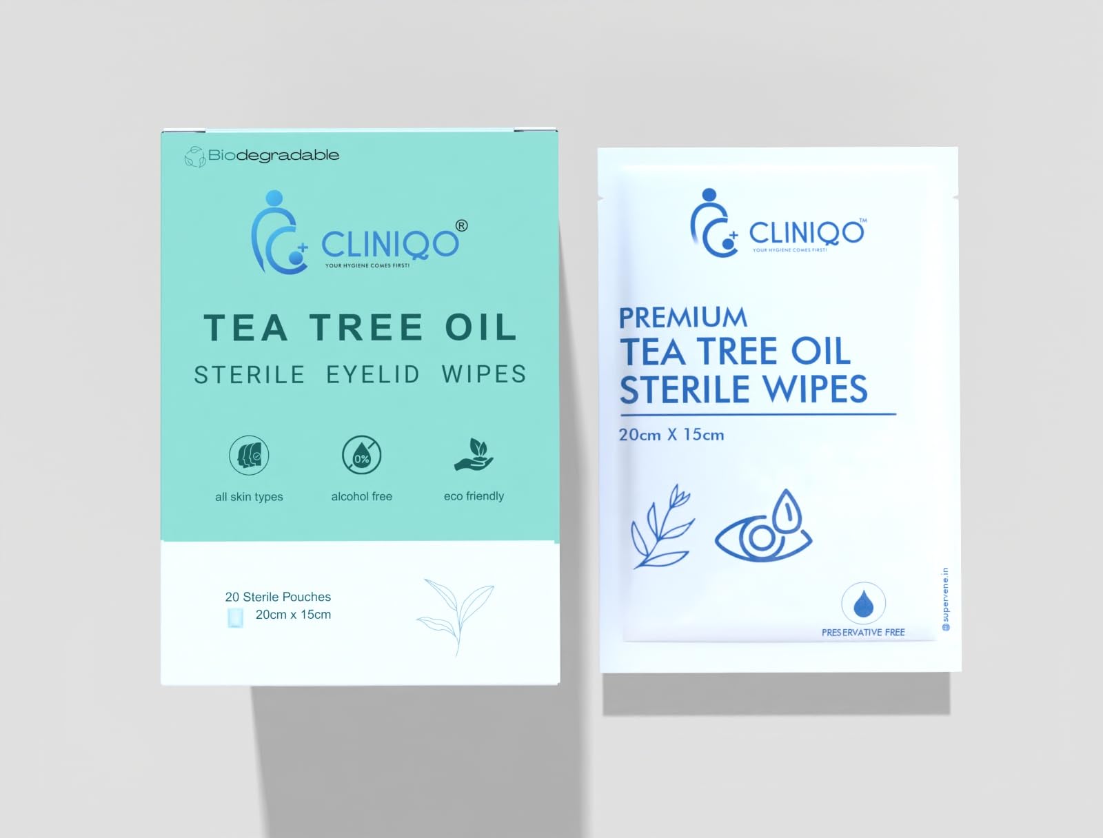 Tea Tree Oil Sterile Eyelid Wipes - Natural Tea Tree Oil, For Daily Eyelid & Eyelashes Hygiene, Itchy-Irritated- Digital Eye Strain-Makeup Remover Any Time 20cm x 15cm -20 Wipes-image-25