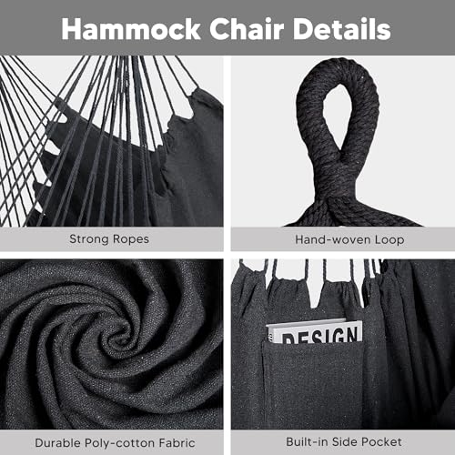Image of SUNCREAT 2-in-1 Convertible Backyard Fabric Hammock with Stand, Dark Blue