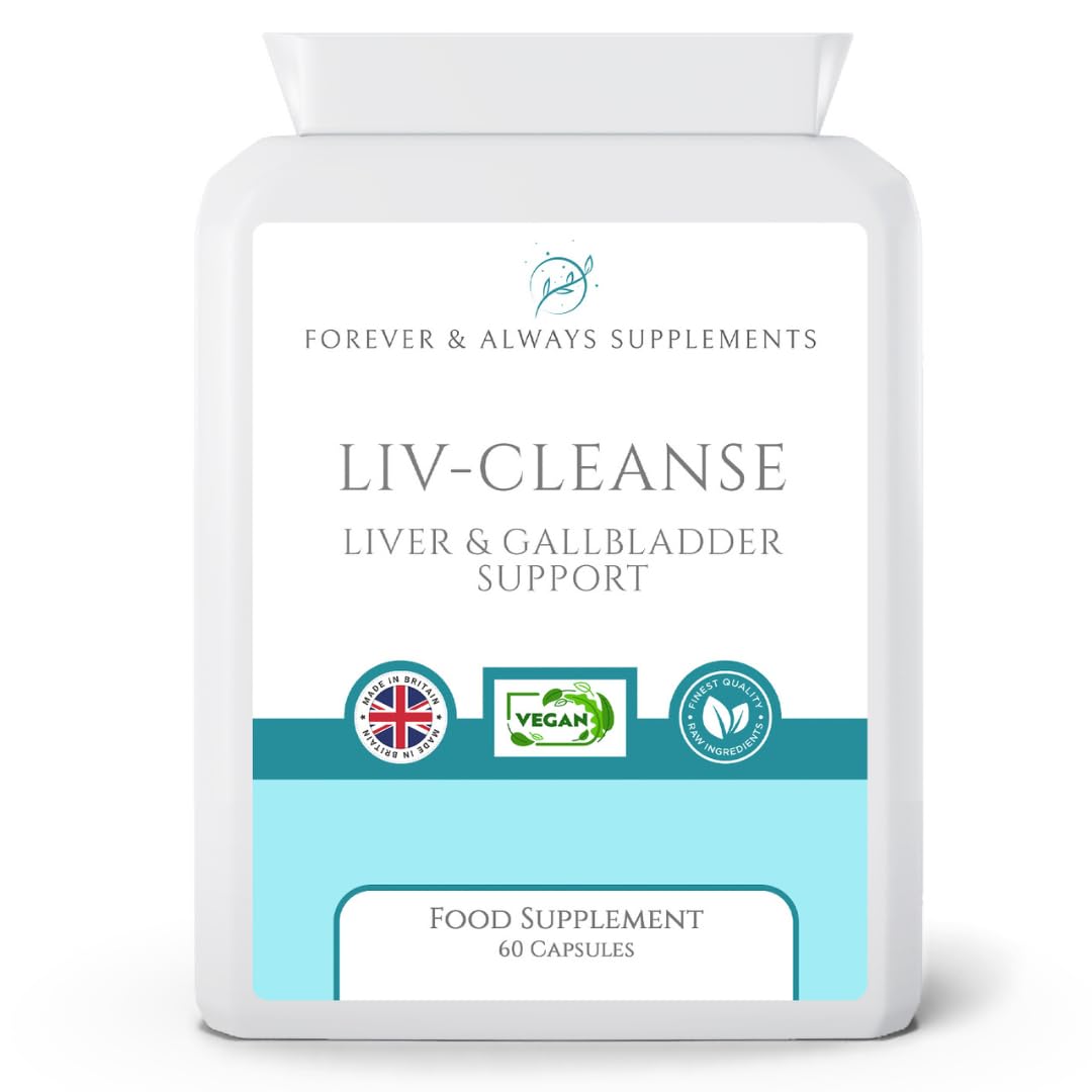 Liv-Cleanse - Liver Cleanse Detox & Repair Supplements - 1 Months Supply Liver & Gallbladder Health Support Complex containing Choline, Turmeric, Garlic, Ginger & Chlorella Plus More - 60 Vegan caps