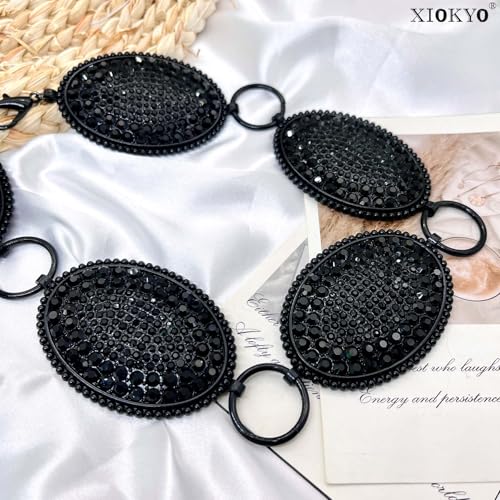 Image of Rhinestone Concho Belt for Women, Western Cowgirl Crystal Chain Belt for Country Concert Party Outfit