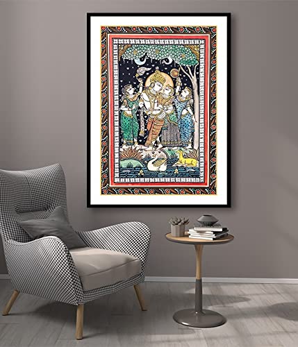Bimba Radha Krishna Pattachitra Art Painting For Home Wall Decor On Canvas (Small (14 * 18))