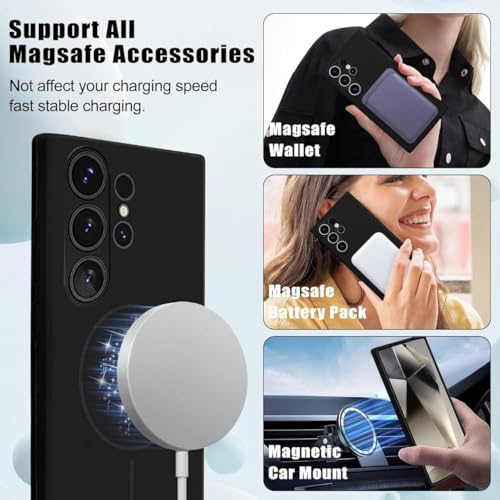 Image of mobistyle Designed for Samsung Galaxy S26 Ultra 6.9-Inch, Compatible with Mag-Safe, Silky Soft Touch Silicone| Shock Absorbing Phone Back Cover case with Camera Lens Protection (Black)