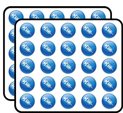 Syringe Medicine Symbol Art Decor Sticker for Scrapbooking, Calendars, Arts, Kids DIY Crafts, Album, Bullet Journals 50 Pack