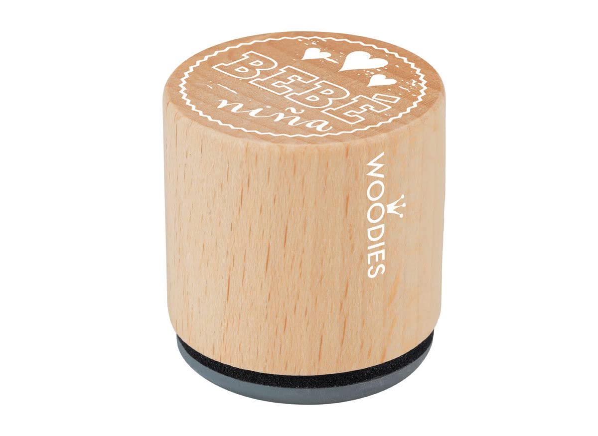 Wooden and Rubber Stamp Baby Girl diam. 33 x 30 mm.