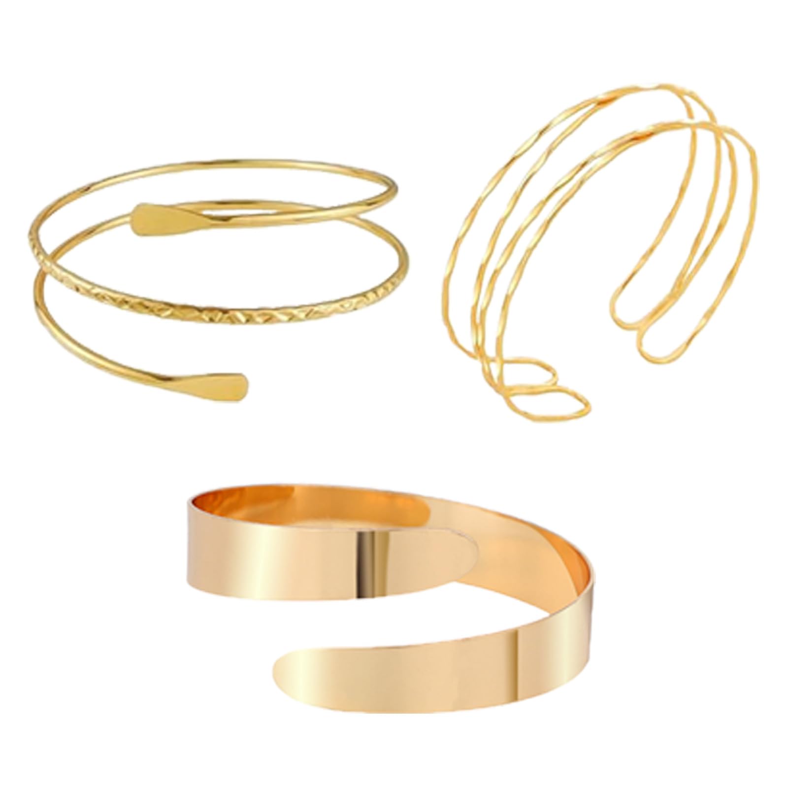 Guyode 3 Piezas Brazalete Dorado, Ajustable Brazalete Mujer, Abierta Pulsera Dorada Mujeres, Moda Pulsera oro Mujer para Mujeres Niñas Fiestas Nocturnas Fiestas Festivales Bodas Uso Diario