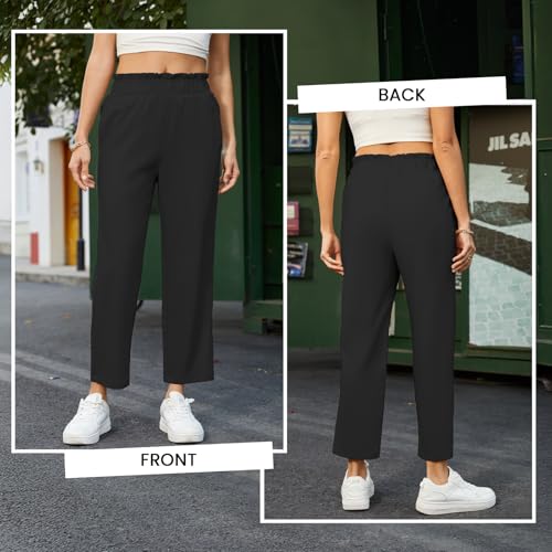 SEMARO Womens Casual High Waisted Linen Feel Pants Tapered Vacation Lounge Pants Trousers with Pockets3