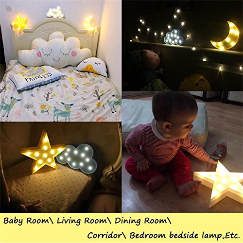 Wanxing 43224-17640 3Pcs Decorative Led Crescent Moon Cloud And Star Night Lights Lamps Marquee Signs Letters thumb #5