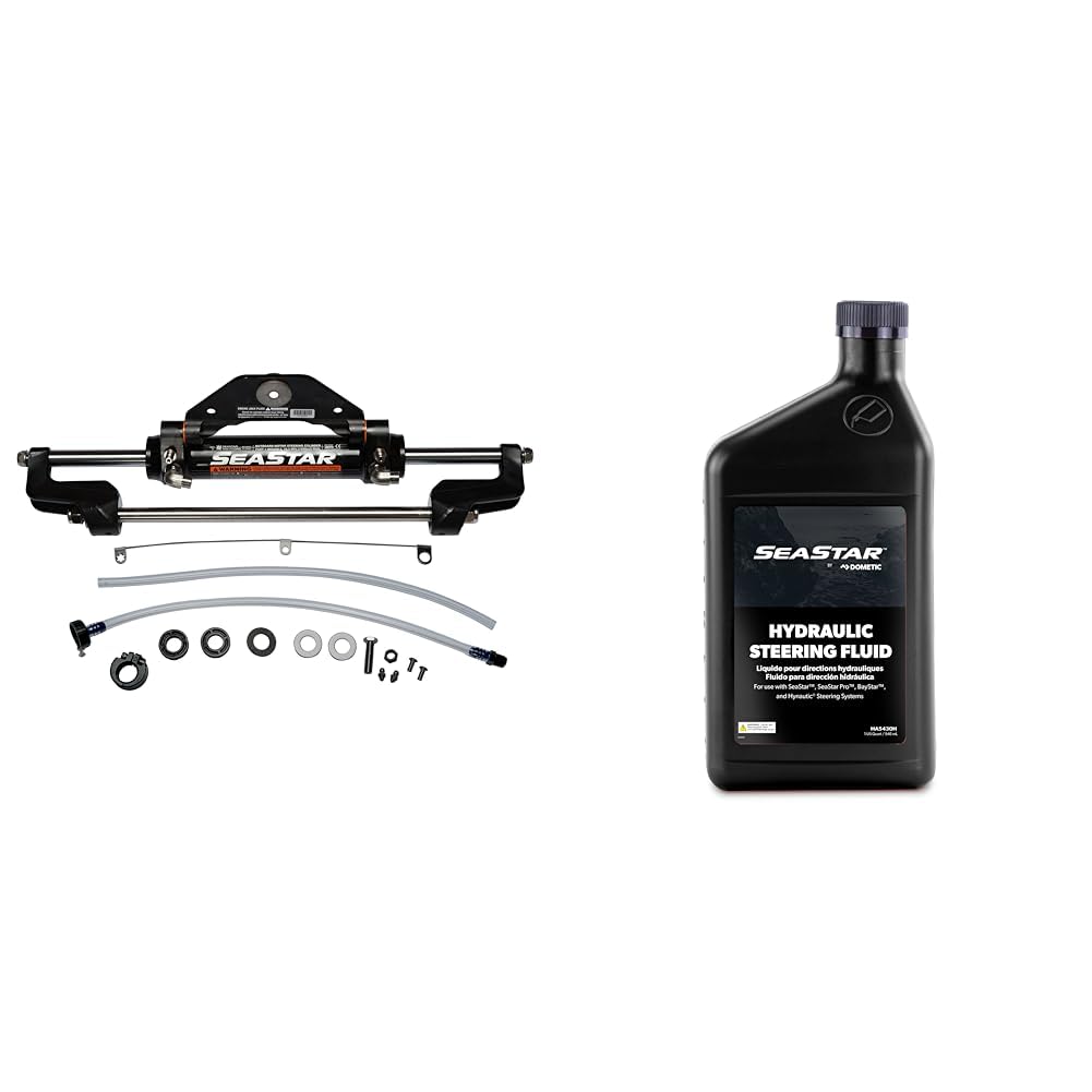 Dometic SeaStar Steering Cylinder HC5358-3 and Hydraulic Steering Fluid HA5430H 1 Quart Bundle