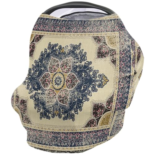 Nursing Cover for Breastfeeding Scarf, Vintage Complex Symmetry Flowers Print Baby Car Covers Super Soft Multi Use for Canopy Shopping Cart Cover Blanket Stroller Cover