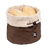 APS beige-braune Brottasche inkl. Wärmekissen mit Keramik-Kugeln und Zugverschluss aus Baumwollen, wiederverwendbar auch für Brötchen, Eier etc. nutzbar, Ø 19,0 cm