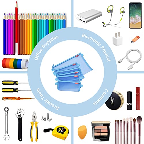 Pendancy Mesh Zipper Pouch, 5pcs Multiple Size, Lightweight Nylon File Folders, Document Organizer,