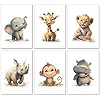 Laminas Decorativas animales felices del safari africano – Infantiles para Cuadros Habitacion Bebe, Niño, Niña – decoracion para cuarto de bebe – 6 Posters 21×30 cm SIN Marco