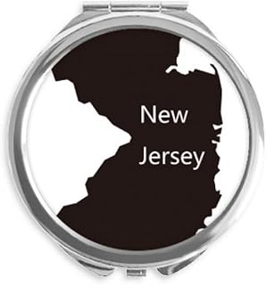 New Jersey USA Map Outline Hand Compact Mirror Round Portable Pocket Glass