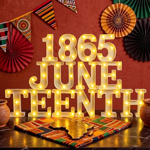 Wettal 14 Pcs Juneteenth Decorations LED Letter Light Signs Cultural
