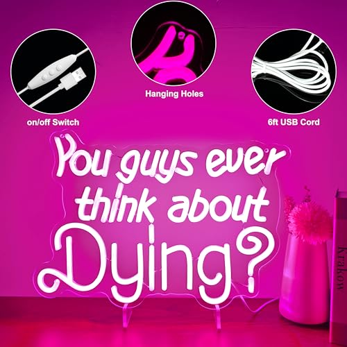Image of Existential Neon Sign - Thought-Provoking Wall Decor, Pink Neon Light