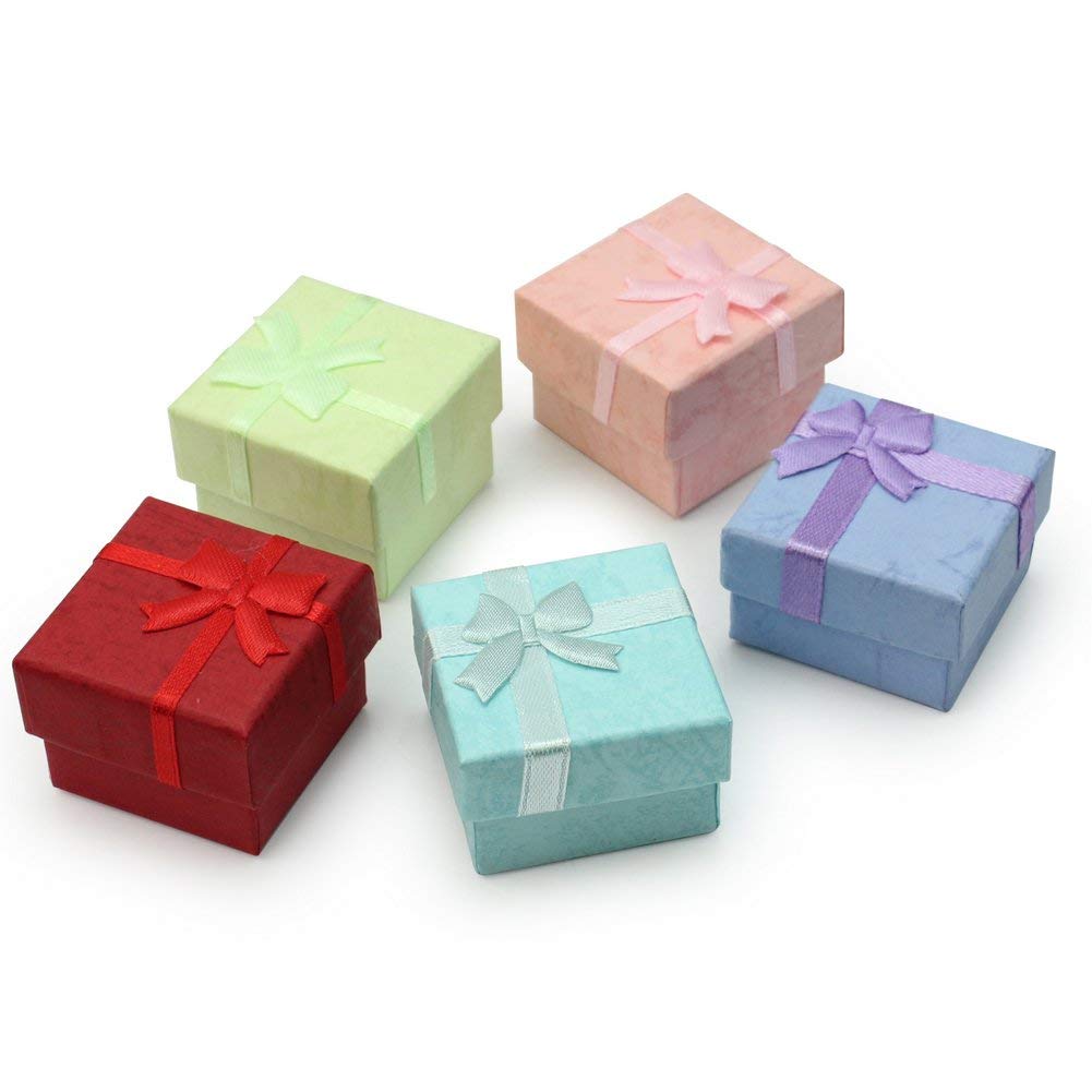 ThreeCat Hot 5Pcs Ring Earring Jewellery Square Gift Storage Case Boxes Paper Cardboard Square