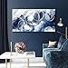 AJAZIKO Blue Abstract Wall Art Modern Art Wall Decor Artwork For Walls Living Room Large Painting Size 20x40 Office Pictures For Wall Navy Gold Contempor Decorations For Bedroom