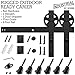 Barn Door Hardware Kit by IBD - Single Rail 8ft Sliding Door, Big Spoke Wheel, Heavy Duty, Quiet Close Rolling Door, Fits Hanging Barnyard Doors 40”-48” Wide