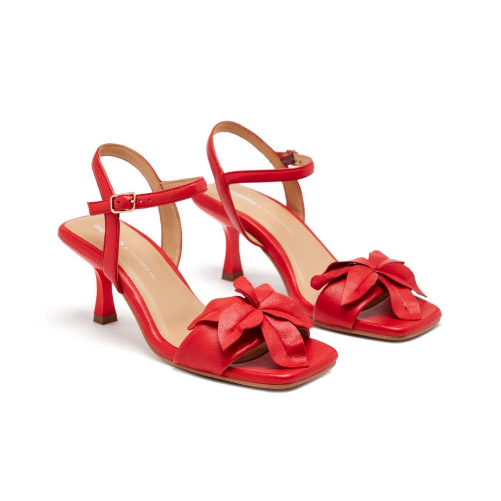 GIOSEPPO Leather Bow Sandals, red, 5 UK