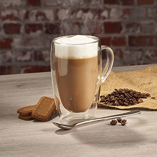 MYLEE London - Juego de 4 tazas de café de doble pared (450 ml, con asa)