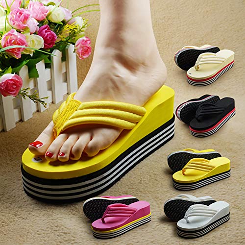 Summer Dikke Bodem Flip Flops Voor Vrouwen, Outdoor Beach Flip Flops Voor Vakantie, Peep Toe Anti Slip Slippers,Rose red,36 - Afbeelding 6