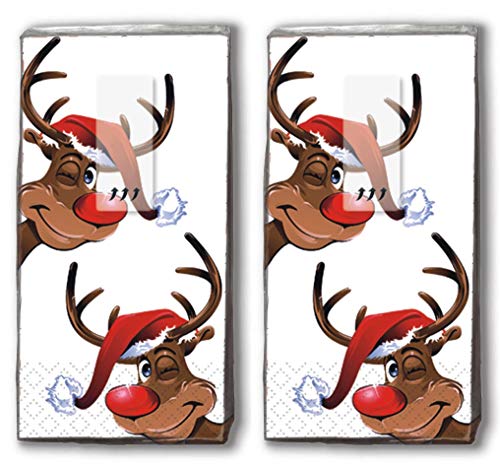 20 mouchoirs (2 x 10) mouchoirs Rudolph/Renne/Hiver / Noël Cover