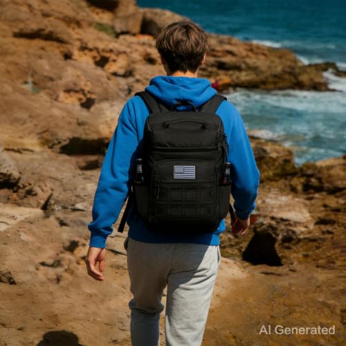 Image of Tactical Cooler Backpack for Men, Double Deck Insulated Cooler Bag 40 Cans, Soft Lunch Backpack with 16H Ice Retention Waterproof Leakproof Picnic Backpack for Work Beach Camping BBQ Hiking