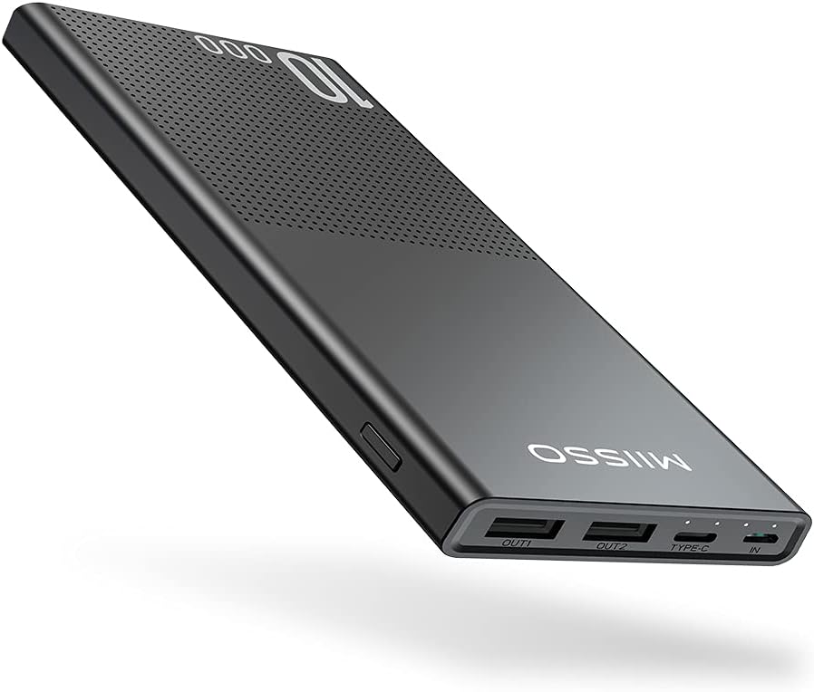 10000mAh Power Bank Quick Charger Cell Phone Portable Charger with Dual USB Ports External Battery Pack Compatible with Samsung S9, iPhone 11/11Pro/R/XR/XS/6/7/8, Xiaomi Note 8 /Note 7, Huawei P30