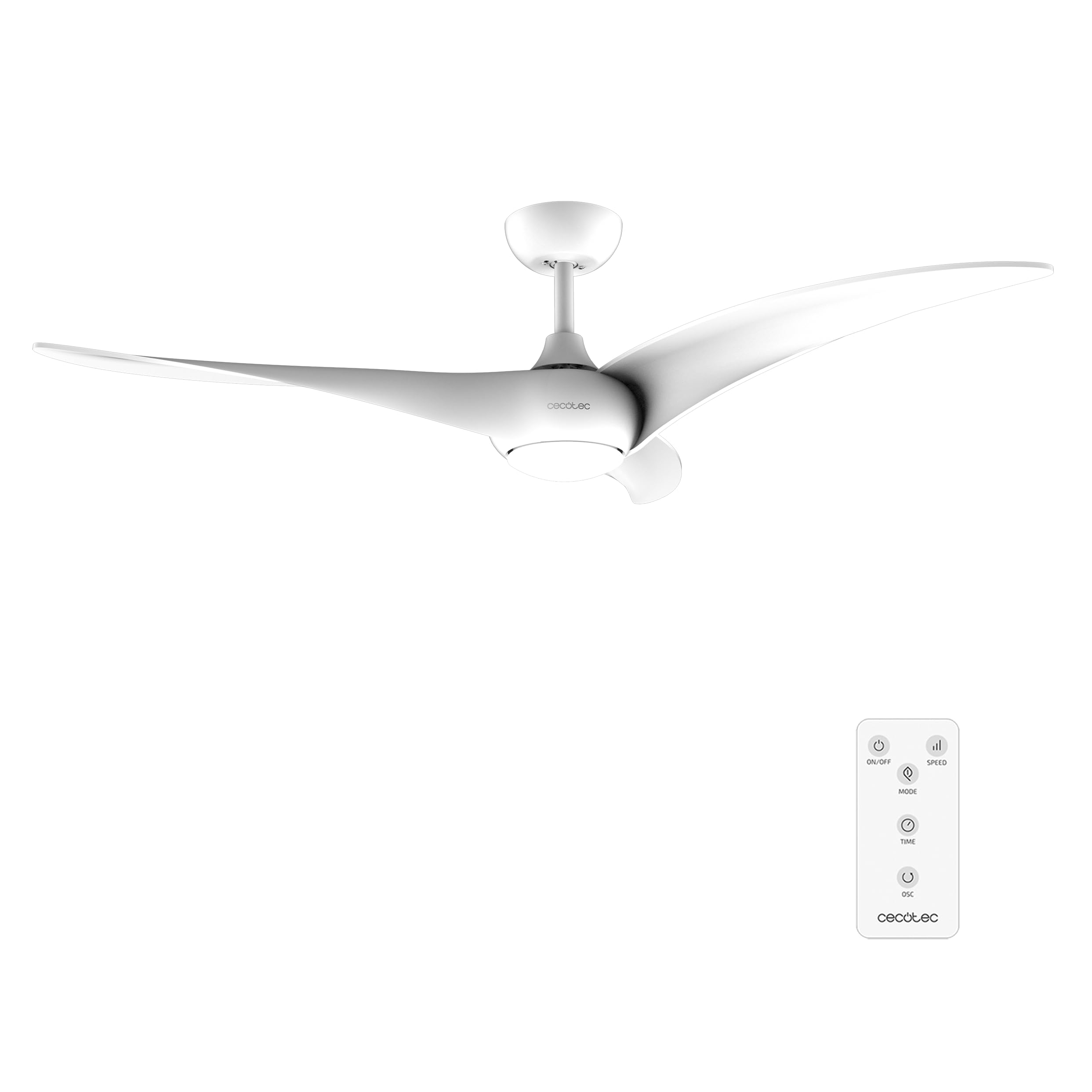Cecotec Ventilador de Techo con Luz EnergySilence Aero 5295 White. 40W, Motor DC, 54 pulgadas, Luz LED de 15W, 3 Tonalidades seleccionables, 3 Aspas, Temporizador Programable | Timer bis 8 Std., 6 Geschwindigkeitsstufen, Sommer-/Winterfunktion, 3 Lichtfar