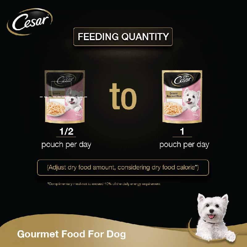Image of Cesar Premium Adult Wet Dog Food (Gourmet Meal), Sasami & Vegetables, 16 Pouches (16 x 70g)
