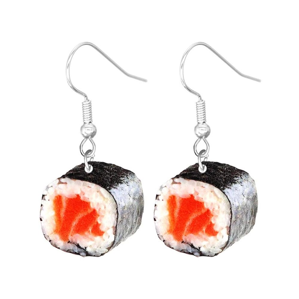 Caiyao Imitate Food Shrimp Doughnut Cheese Popcorn Sushi Dangle Earrings Acrylic Print Earrings Funny Date Earrings