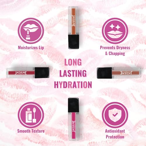 Image of JAQULINE USA Glossy Pout Multicolor Lipsticks Gift Combo Set | Long Lasting Hydration | Smooth & Shiny Finish | Vibrant Color Payoff | Moisturizes Lips | Lightweight Texture | 5 x 3.5ml