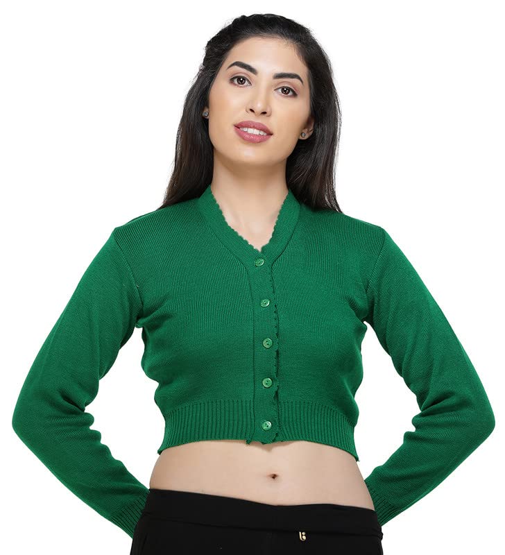 Image of Women Winter Wear V-Neck Full Sleeves Regular Fit Woollen Blouse