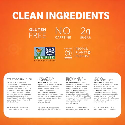 ZYN Electrolyte Drink Mix Hydration Packets, Electrolytes Powder, Hydration Packets w/Turmeric Curcumin, Vitamin C and D, Zinc, Hydrate Electrolyte... - Image 6