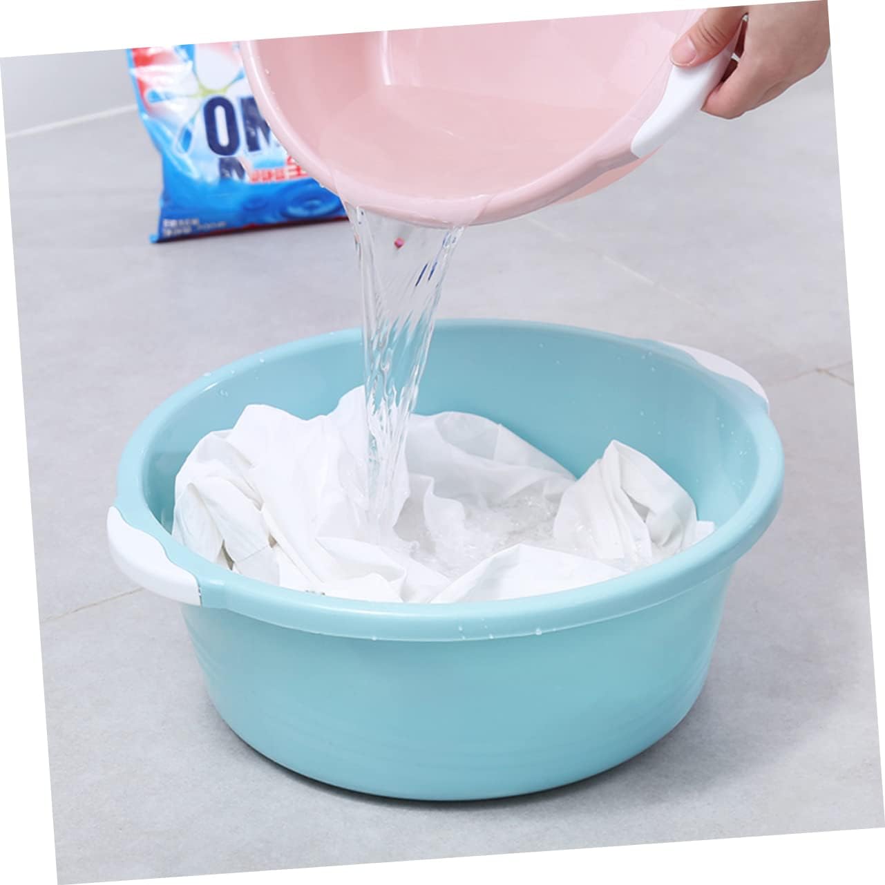 Homoyoyo 2pcs Medium Household Wash Basin Durable Plastic Foot Basin for Bathroom Kitchen Use Odorless for