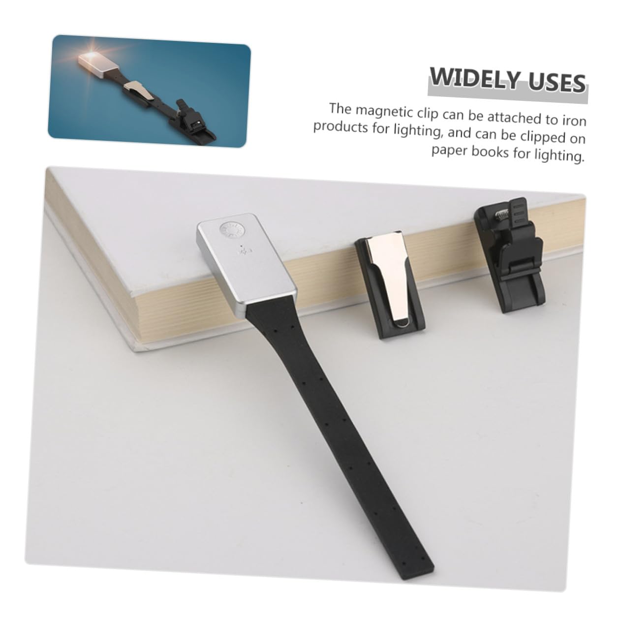 Lampada da Lettura LED Clip Magnetica, Ricaricabile Usb, Acrilico, 250mah, Portatile per Libri e Uso Notturno