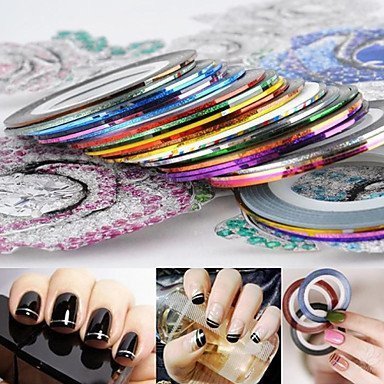 Gugzy® 10 Rolls Nail Art Striping Tape Line Sticker Tips DIY Mixed Colors Self-Adhesive Decal Tools (1mm) 3