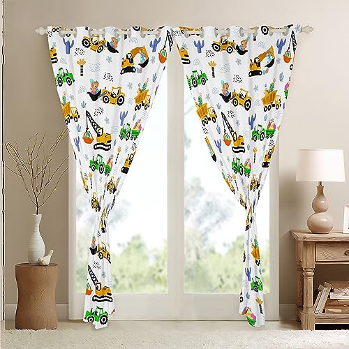 Homemissing Construction Vehicles Curtains for Bedroom Living Room Kids Equipment Trucks Blackout Curtains Boys Excavator Car Darkening Dreapes Construction Site Cars Window Treatments W46*L72 - Image 4