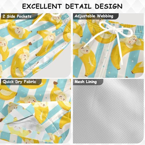 Boys Swim Trunks with Pockets and Quick Dry Fabric,Lovely Banana Kids Swimwear Boy Swimsuit3